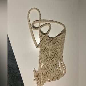 Source Unknown Cream Macramé Crossbody Bag